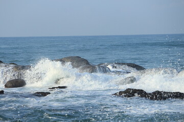 Beautiful Water bed sheet over the Rocks at indian ocean of kanyakumari