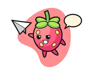 Strawberry throwing paper airplane