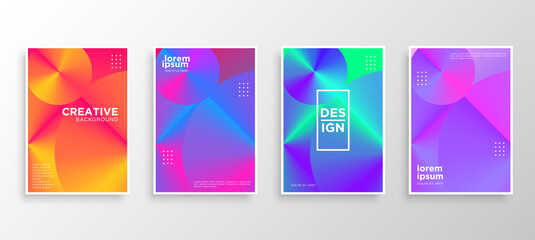 Set of four Minimal covers design. Colorful halftone gradients.modern background template design for web. Cool gradients. Future geometric patterns.