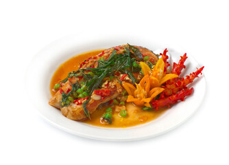 Salmon Stir fried Spicy Thai Basil hot sauce