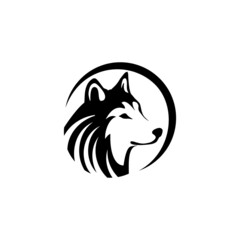 Wolf Abstract template logo design. simple flat style.