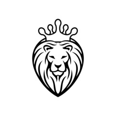 Lion Head logo, Vector Illustration, simple flat style for your company logo