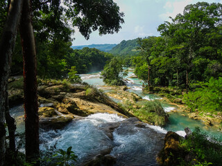 Beatiful natrual water pools of Agua Azul In South of Mexico