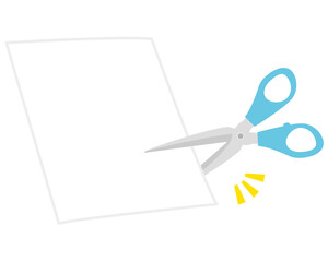 ハサミで用紙を切るイラスト