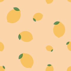 Seamless pattern of lemons. Flat vintage vector illustration
