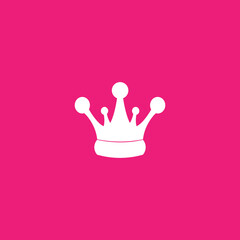 Vector flat style illustration of a beautiful white crown isolated on pink background