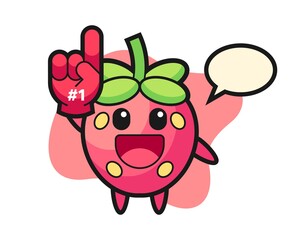 Strawberry cartoon with number 1 fans glove