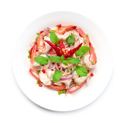 Shrimp salad with lemon grass and leaf mint spicy tasty