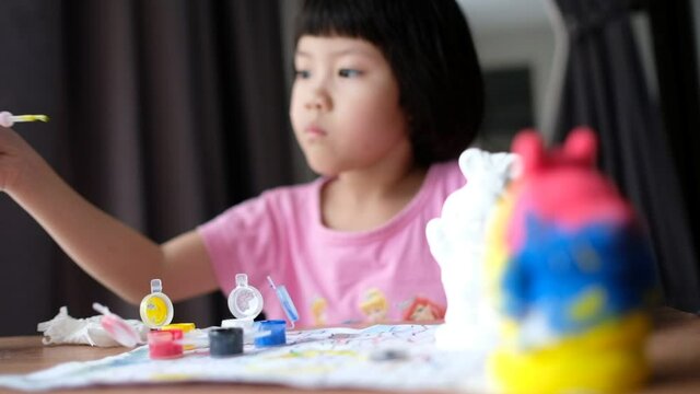child paint color on paper, education concept