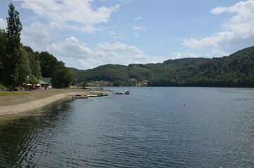 Fototapeta premium Jezioro Rożnów ,Zalew Rożnów , Rożnów , Gródek nad Dunajcem , Jezioro Rożnowskie ,sundown, niebo, woda, morski, jezior, chmura, krajobraz, charakter, oceanu, słońce, blękit, chmura, wschody, plaza , 