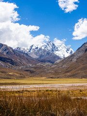 Glacier Mountain top near Laguna 69 in Peru, Andean Mountains