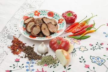Romanian traditional dish - Pork tenderloin with vegetables and spices