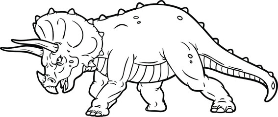 Vector Cartoon Triceratops Line Art © Super-Si-Ayan