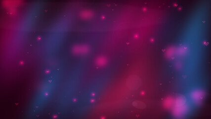 Romantic gradient background with shining hearts and optical flares