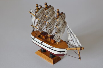 wooden ship, wood, toy