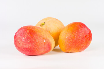Three apple mangoes isolated on white background