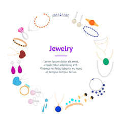 Cartoon Color Type Jewelry Banner Card Circle. Vector