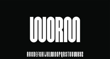 worm, urban condensed bold font alphabet vector font