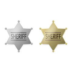 Realistic 3d Detailed Traditional Texas Sheriff Star Set. Vector