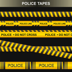 Tapes police vector set vector illustration , warning safety crime tape
