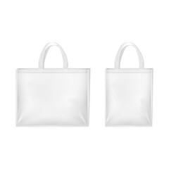 Realistic 3d Detailed White Blank Tote Sale Bags Set. Vector