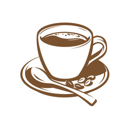 Cup of coffee retro. Vintage vector illustration. Menu design for cafe and restaurant