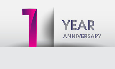 Fototapeta premium 1st years Anniversary celebration logo, flat design isolated on white background, vector elements for banner, invitation card and birthday party.