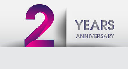 2nd years Anniversary celebration logo, flat design isolated on white background, vector elements for banner, invitation card and birthday party.