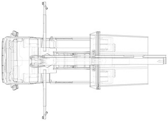 Tow truck vector. Isolated Wire-frame of breakdown lorry. Wire-frame line isolated. Vector rendering of 3d.