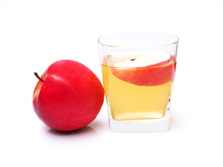 Drink with fruit apple juice or apple cider vinegar in glass Apple red fruit