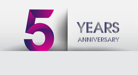 5th years Anniversary celebration logo, flat design isolated on white background, vector elements for banner, invitation card and birthday party.
