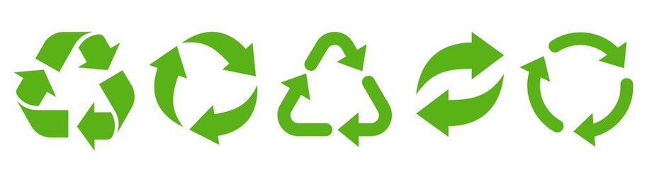 Big set of Recycle icon. Recycle Recycling symbol. Vector illustration. Isolated on white background. Set of biodegradable recyclable plastic free package icon