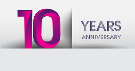 10th years Anniversary celebration logo, flat design isolated on white background, vector elements for banner, invitation card and birthday party.