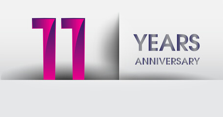 11th years Anniversary celebration logo, flat design isolated on white background, vector elements for banner, invitation card and birthday party.