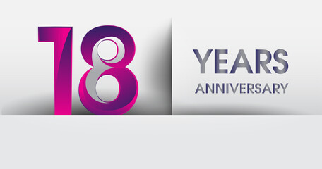 18th years Anniversary celebration logo, flat design isolated on white background, vector elements for banner, invitation card and birthday party.