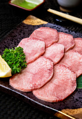 Ingredient Of Beef Tongue Slice On The Plate