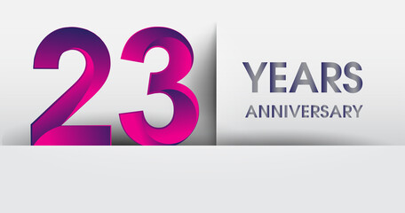 23rd years Anniversary celebration logo, flat design isolated on white background, vector elements for banner, invitation card and birthday party.