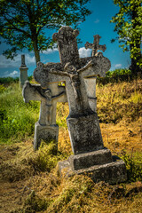 Three crooked crosses near the Greek Catholic Church in Mycow.