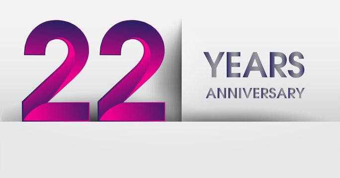 22nd years Anniversary celebration logo, flat design isolated on white background, vector elements for banner, invitation card and birthday party.