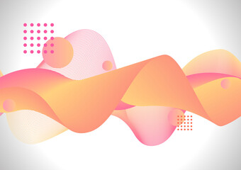Horizontal banner with big abstract stripe shapes. Modern design with liquid vibrant background