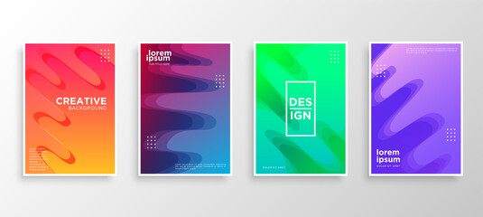 Set of four Minimal covers design. Colorful wavy gradients.modern background template design for web. Cool gradients. Future geometric patterns. Eps10 vector.