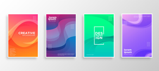 Obraz na płótnie Canvas Set of four Minimal covers design. Colorful wavy gradients.modern background template design for web. Cool gradients. Future geometric patterns. Eps10 vector.