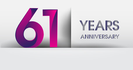 61st years Anniversary celebration logo, flat design isolated on white background, vector elements for banner, invitation card and birthday party.