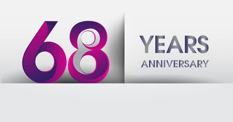 68th years Anniversary celebration logo, flat design isolated on white background, vector elements for banner, invitation card and birthday party.
