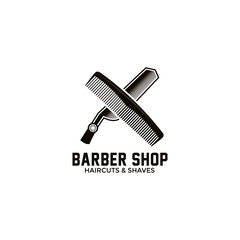 Vector of Barbershop vintage Logo template on isolated white background