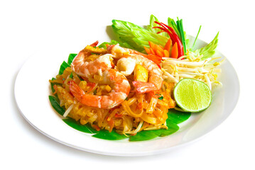 Thaifood stir fried rice noodle with shirmp