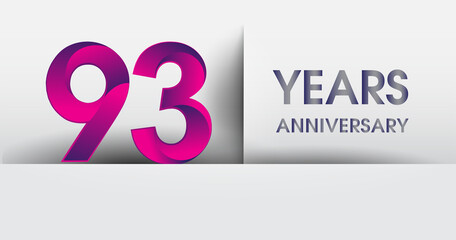 93rd years Anniversary celebration logo, flat design isolated on white background, vector elements for banner, invitation card and birthday party.