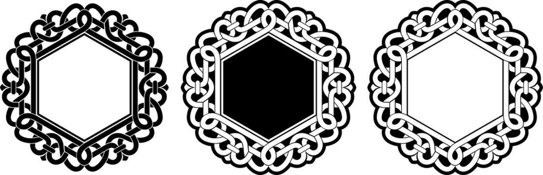 Celtic Hexagonal Shape Ornament Set Illustration