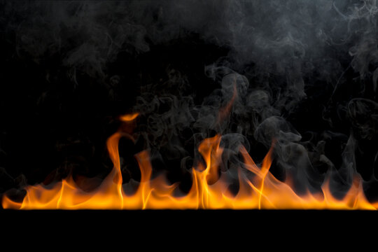 burning flame On a black background