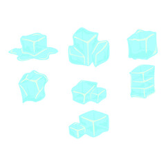 Set of Vector Design of an Ice Block in Blue